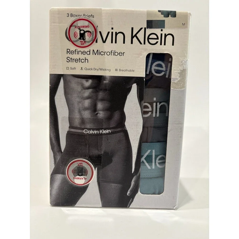 Calvin Klein Refined Microfiber Stretch Boxer Briefs 3 Pack Mens Medium 32-34 NW